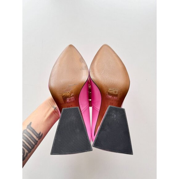 L'INTERVALLE Pink Patent Leather Pointed Toe Chunky Heel Pumps, Size 36 - Picture 11 of 14